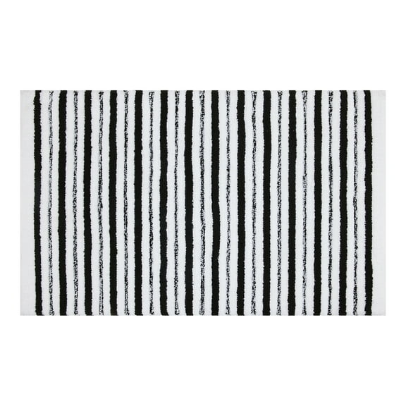 Better Homes & Gardens Signature Soft Tufted Stripe Bath Rug, Gray Shadow & White, 20" x 34"