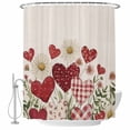 thumbnail image 2 of Valentines Waterproof Fabric Shower Curtain,Botanical Spring Daisy Love Heart Vintage Waterproof Fabric Shower Curtain for Bathroom Curtains Bathtubs Shower Curtains with 12 Hooks Standard 72x72, 2 of 8