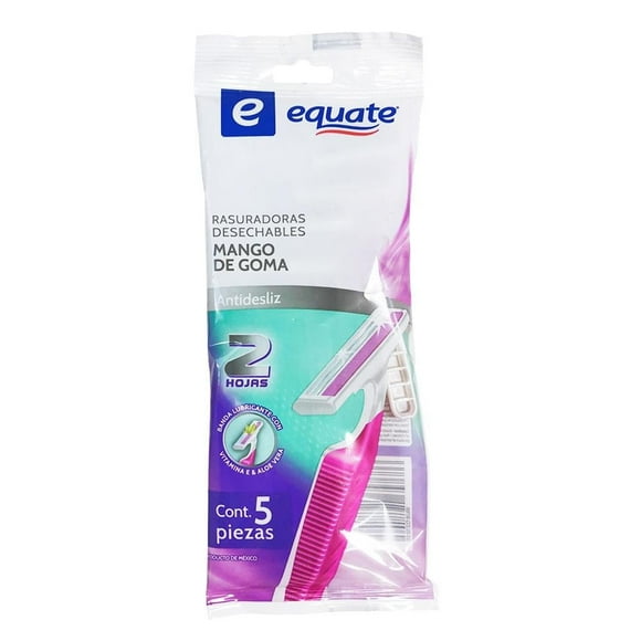 Rasuradoras Equate para dama antidesliz mango de goma 5 pzas