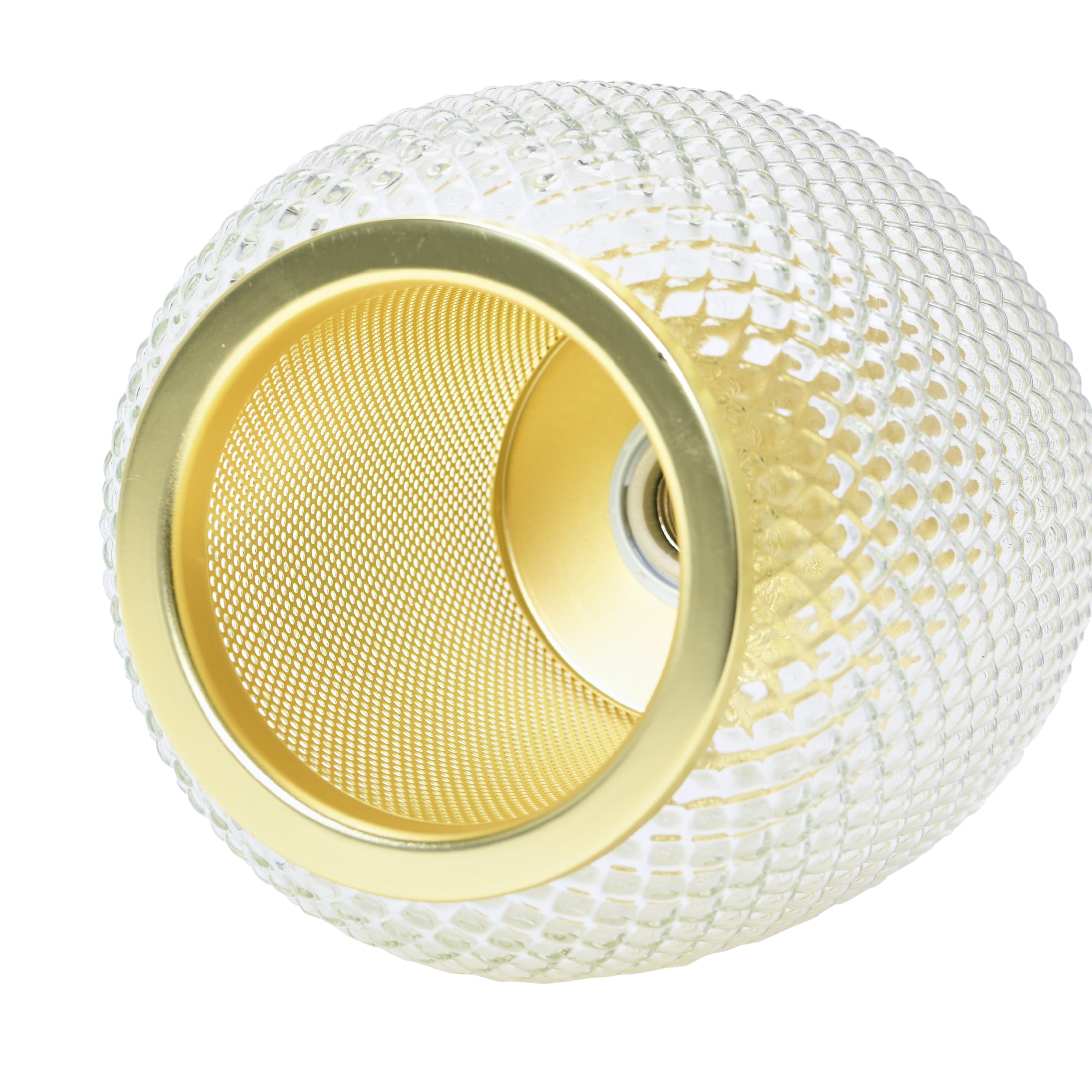 Creative Co-Op Vintage Embossed Glass and Metal Ceiling Light, Clear and Gold