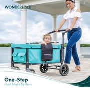 WONDERFOLD W1 Original Stroller Wagon (2 Seater) - Wagon Stroller with Seats with 5-Point Harnesses, Adjustable Push Handle, and Sun Canopy, Jet Black