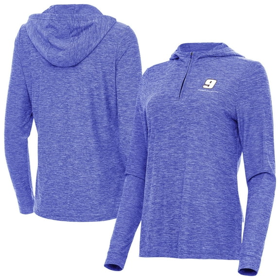 Women's-Antigua Heather Royal Chase Elliott Daybreak Quarter-Zip Pullover Hoodie
