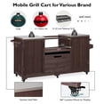 thumbnail image 4 of DTTRA 66.5" Solid Wood Grill Cart for Kamado & Big Green Egg, Stainless Steel Top, Dark Brown, 4 of 9