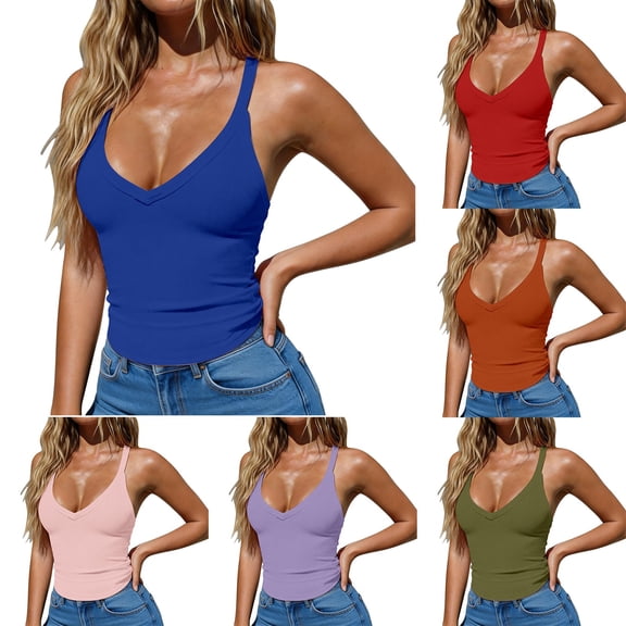 Endives Womens Tank Tops Ribbed Workout Tank Top With Built in Bra Tight Racerback Neck Athletic Sport Tank Top Purple