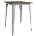 thumbnail image 2 of Flash Furniture 31.5" Square Silver Metal Indoor Bar Height Table with Walnut Rustic Wood Top, 2 of 6