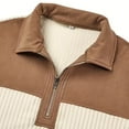 thumbnail image 6 of RongHuan Mens Pullover Quarter Zip Vintage Shirt Color Block Lapel Sweatshirts Long Sleeve Sport Tops, 6 of 6