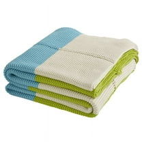 Peppermint Home Classic Contrast Border Throw, 50" x 70", Ivory Blue Green