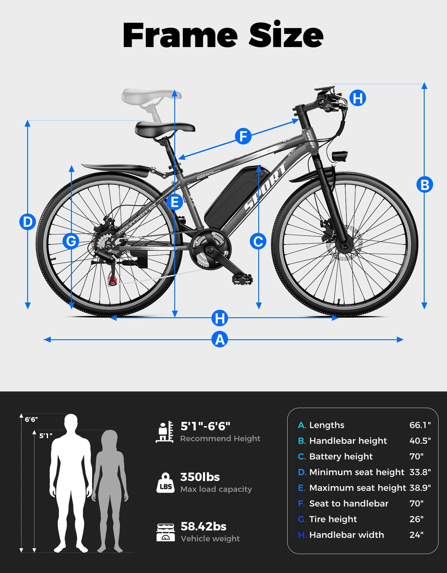 Pikabike E-Mountain Bike, 26" 750W Continuous Electric Bike for Adults, 48V 12Ah Removable Battery, UL 2849, 20MPH, 65 Miles Range, off-Road