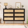 thumbnail image 4 of Studyset 6 Drawers Dresser for Bedroom, Clothes Storage Cabinet, Wood Chest of Drawers with Gold Legs & Gold Handles, Boho&Farmhouse Wide Double Dresser for Bedroom, Living Room, 4 of 6