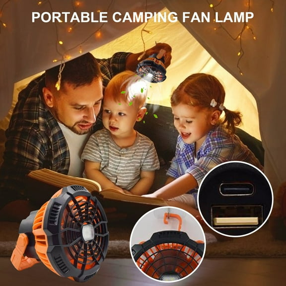 maxiaoxia Camping Fan With LED Lantern 5200mAh Rechargeable Portable Tent Fan With Remote Portable Cooling Fan Chill Fans for Home Outdoor