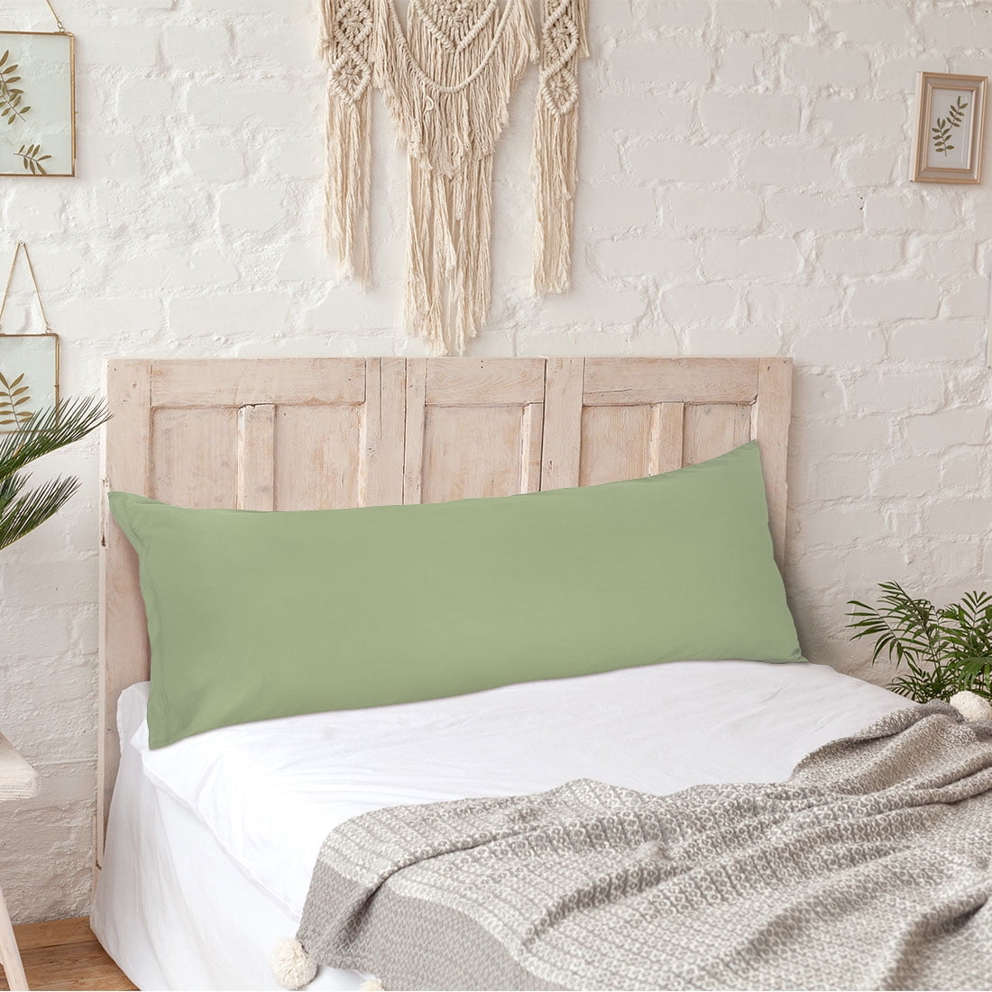 Unique Bargains 2 Packs Brushed Microfiber Body Pillowcase Sage 20" x 54"