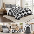 thumbnail image 6 of Twin XL Quilt Set 68''x98'', Boho Black Stripe Lightweight Bedspread Coverlet Set with 2 Pillow Shams, Abstract Geometric White Minimalist Breathable All Season Quilt Bedding for Dorm/Guest Room, 6 of 9