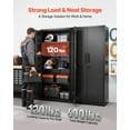 thumbnail image 2 of VEVOR Metal Storage Cabinet, 68.9 in Lockable Steel Garage Cabinet with 4 Adjustable Shelves, 2 Magnetic Doors, 2 Keys, 5 Tiers Tool Storage for Pantry, Warehouse, Basement, Laundry, Office, Black, 2 of 9
