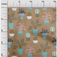thumbnail image 2 of oneOone Polyester Spandex Brown Fabric Flower Pots Motif Sewing Material Print Fabric By The Yard 56 Inch Wide, 2 of 4
