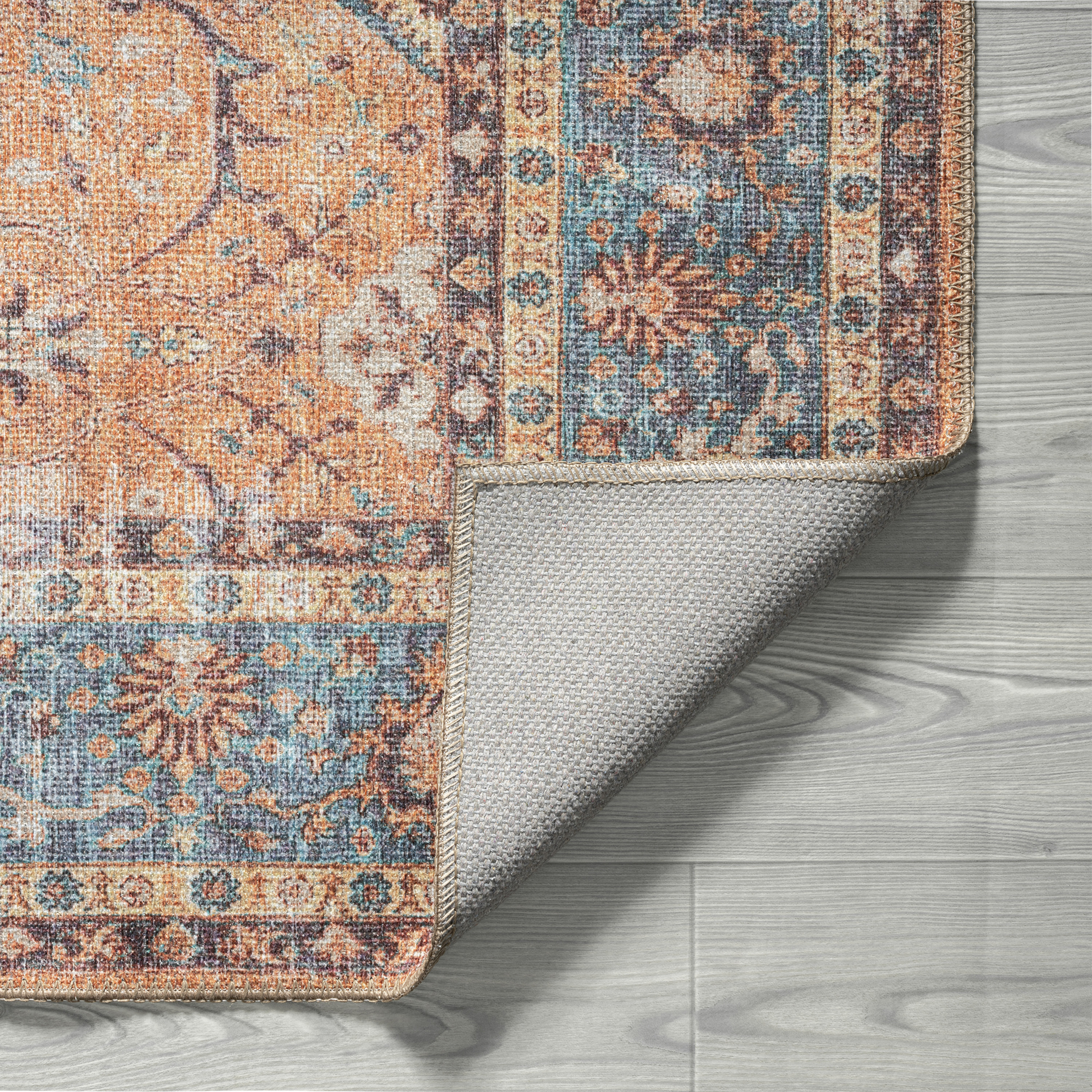 Traditional 8x10 Area Rug (7'11'' x 10'3'') Oriental Rust, Beige Living Room Easy to Clean Machine Washable