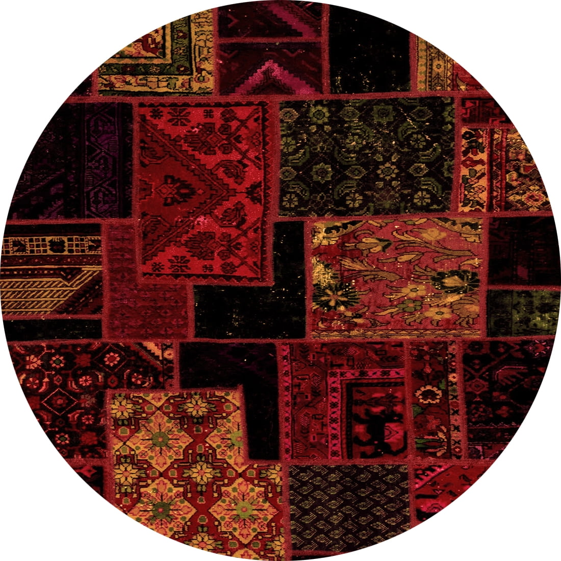 Ahgly Company Indoor Round Patchwork Orange Transitional Area Rugs, 6 ...