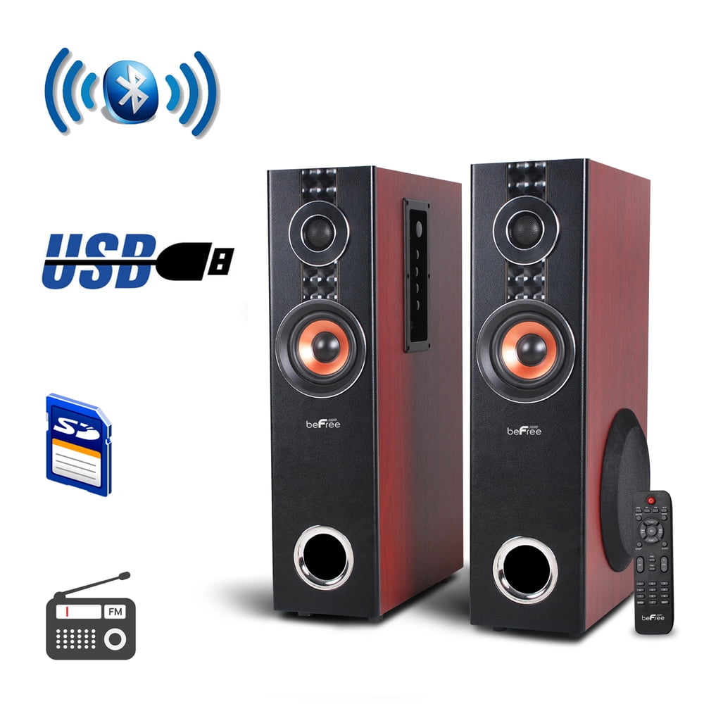 BEFREE SOUND 2.1 CHANNEL SURROUND SOUND BLUETOOTH SPEAKER SYSTEM USB/SD/FM RADIO 