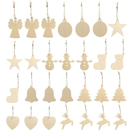 

Hemoton 100pcs Christmas Adornment Wooden Chip Pendant Xmas Hanging Decor (Mixed Style)