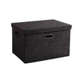thumbnail image 7 of Hvmvliv Large Foldable Storage Box with Lid, Linen Cotton Blend Collapsible Organizer Container Basket Cubes for Home Bedroom Wardrobe Organization Black, 7 of 7