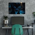 thumbnail image 4 of Mudket Blue Eyed Black Panther Night Scene Canvas Wall Art, Moody Modern Wildlife Cool Posters Print Waterproof Canvas for Man Cave Office Living Room Home Decor, Framed Ready to Hang - 12"L x 8"W, 4 of 9