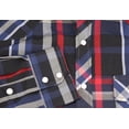 thumbnail image 3 of Men’s Western Pearl Snap Button Down Casual Long Sleeve Plaid Cowboy Shirt (#6 Red/Black, L), 3 of 3