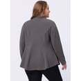 thumbnail image 4 of Blazer de talgrande pamujer con solacon muescas, dobladillo con volantes y péplum, paNavidad gris 5X, 4 of 5