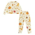 thumbnail image 5 of Yuyamidu 2 Piece Pumpkin Pajamas for Women Softness Long Sleeve Sleepwear Set Cute Cat Fall Nightwear Thanksgiving Scoop Neck Sleepwear Size L Indoor Pullover Outfits, 5 of 7