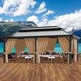 thumbnail image 3 of COBIZI 12x20ft Hardtop Gazebo Galvanized Steel Double Roof Permanent Hardtop Gazebo Aluminum Metal Gazebos with Netting and Curtain Aluminum Frame Gazebos for Deck,Lawns and Backyard,Brown(Upgraded), 3 of 14