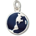 thumbnail image 1 of Sterling Silver 20" 1.2mm Box Chain Two Sided Enameled Blue Earth Globe Pendant Necklace, 1 of 2