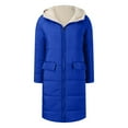 thumbnail image 6 of Dwralegc Color Fleece Jacket Women Long Sleeve Thick Oversized Long Puffer Jackets Winter Fashion Full Zip Plush Coats Heavyweight Hooded Jackets with Pockets Blue XL, 6 of 9