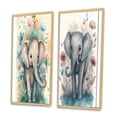 thumbnail image 3 of Designart "Adorable Baby Elephant in Floral Surroundings I" Animals Elephant Framed Wall Art Set Of 2 - Children's Art Grey Framed Canvas Set For Living Room Decor, 3 of 6
