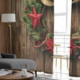 thumbnail image 4 of Western Christmas Sheer Curtains 84 Inches Long 2 Panels Set, Window Sheer Curtains for Living Room/Bedroom, Vintage Xmas Botanical Wreath Light Filtering Rod Pocket Curtain 52'' x 84'' x 2, 4 of 7