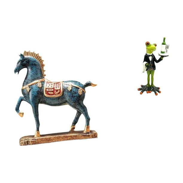 Escultura De Rana De Camarero De Caballo De Pie, Adorno De Escritorio, Decoración Fengshui, Estatua Creativa De Animal Para Sala De Estar, Estantería, Mesa, Estante De Entrada, Regalo De