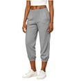 thumbnail image 5 of Guluxicc Women's Linen Gym Pants with Pockets Elastic High Waist Athletic Trousers for Everyday Workout Running, 5 of 7