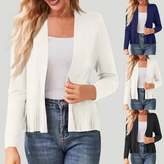 Feancey Ribbed Knit Shrug Cardigans for Women Lightweight Cropped Open Front Sweaters Fall Dressy Casual Office Sweater Jackets Tunic Cardigan Top Outwear Black XXL