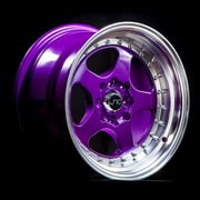 JNC Wheels - 15" JNC010 Candy Purple Machined Lip Rim - 4x100/4x114.3 - 15x9 inch JNC010CDPML (1 Single Wheel Only)
