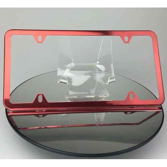 Slim 4 Holes Style Powder Coated Candy Red Stainless Steel License Plate Frame