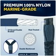 thumbnail image 4 of Five Oceans 8-Pack 3/8" x 15' Boat Dock Lines, Navy Blue Double Braided Nylon, Marine-Grade, 12" Eyelet, 1-Year Warranty - FO4695-M2, 4 of 8