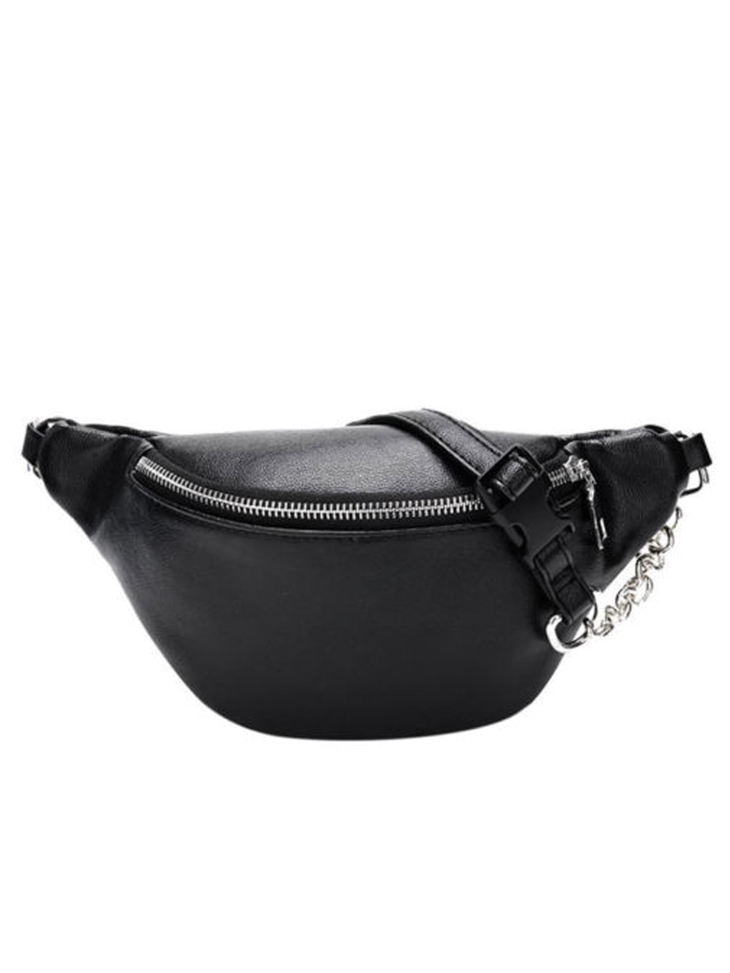 black fanny pack with chain