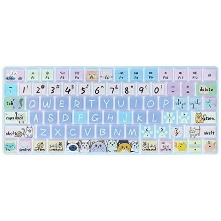 Keyboard Cover Skin for Apple Wireless iMac Magic Keyboard MLA22LL/ A (Model: A1644), Silicone Skin Protector with Pattern & Big Letter Design, US Layout, Cute Cat