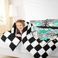 thumbnail image 4 of Homewish Watercolor Perfume High Heels 7pcs Queen Bedding,Dreamy Floral Bedding Comforter Set Queen,Teal,Black Reversible, 4 of 8
