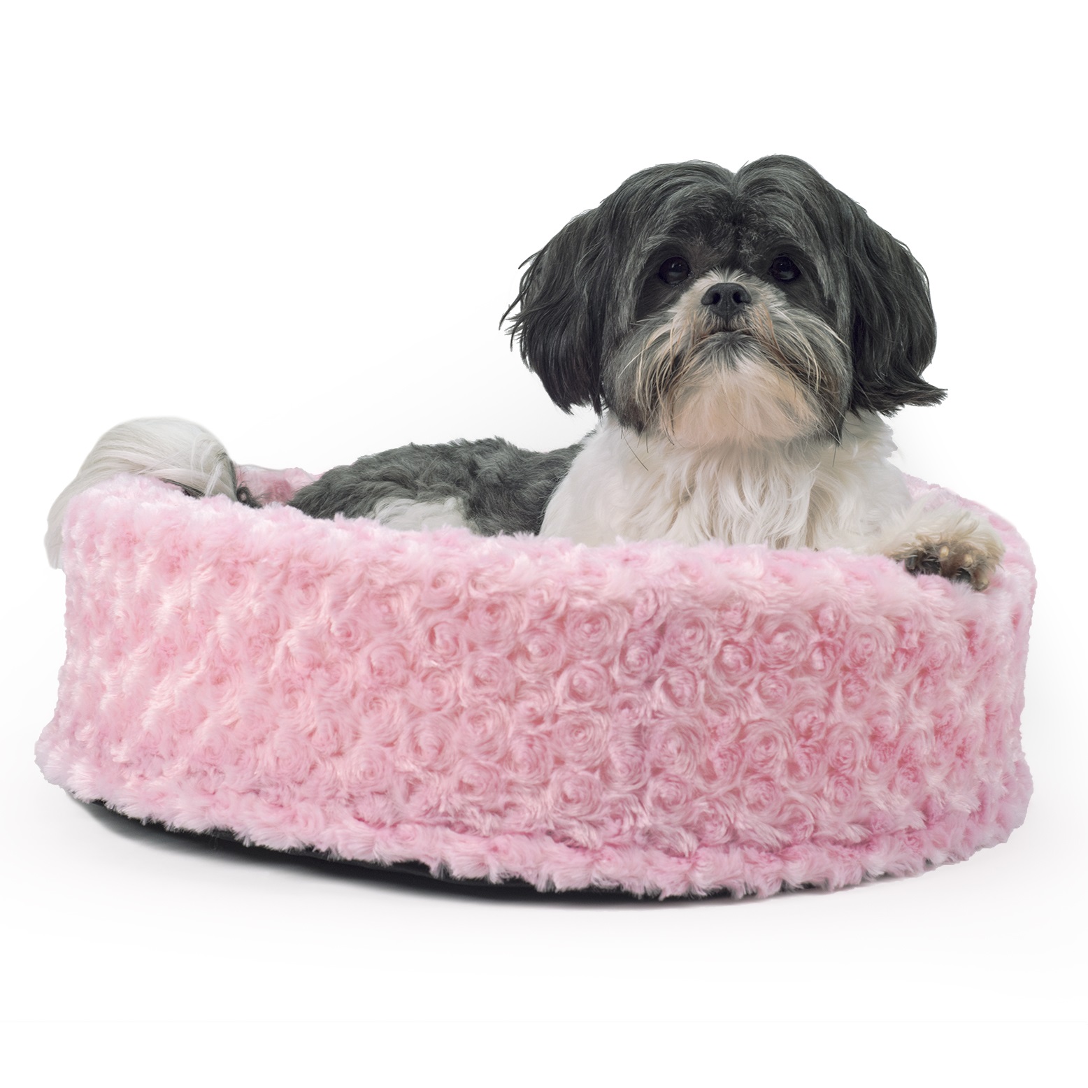FurHaven Pet Dog Bed Plush Cup Pet Bed for Small Dogs & Cats, Strawberry, 18Inch Round