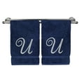 thumbnail image 2 of Bare Cotton Corp. Silver Script Monogrammed Turkish Cotton 16x30-inch Hand Towel (set of 2) - U, 2 of 3