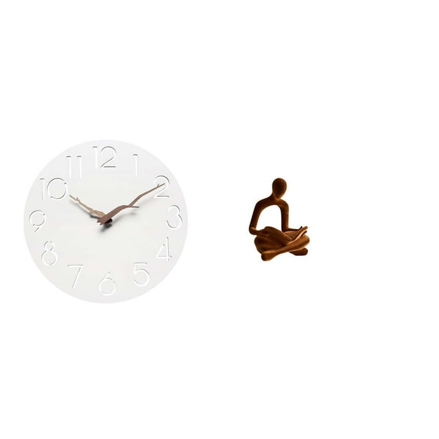 Reloj de pared silencioso con figura humana, estatua abstracta de pensador, escultura decorativa de fácil lectura para el hogar, la cocina, la oficina
