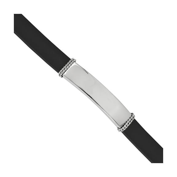 Stainless Steel Polished Rubber ID Bracelet