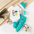 thumbnail image 2 of Zshosam Newborn Baby Boy Clothes Summer Newborn Baby Boys Outfit Sets Fall Clothes Short Sleeves Letter Print Romper Tops Pants 2PCS Pant Sets Size 0 3 Months,(Mint Green 0-3 Months), 2 of 9