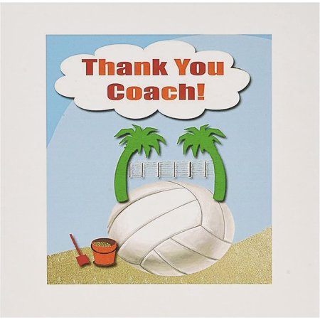 Thank You Volleyball Coach, Palm Trees on Volleyball - Greeting Card, 6 x 6 inches, Single (gc