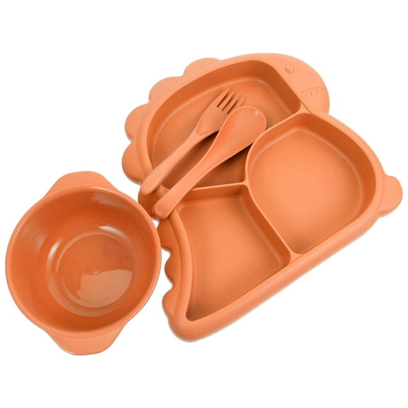 SEWCHICS Baby Tableware Toddler Feeding Set Orange 1 Set 9.3x8.7in