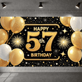 thumbnail image 6 of Golden Glitter Happy 57th Birthday Banner Sparkling Stars 57th Birthday Display Gold Balloons Firework Design Birthday Backdrop for 57th Birthday Party Adult Celebration Indoor Decoration, 6 of 9