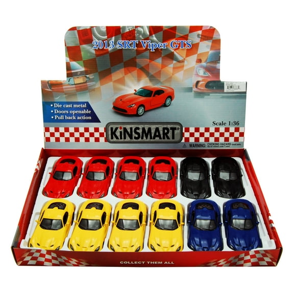 2013 Dodge SRT Viper GTS Diecast Car Package - Box of 12 1/36 scale Diecast Model Cars, Assorted Colors